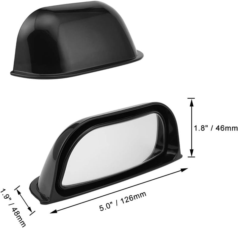ESreake 2Pcs Back Passenger Rear View Mirror Adjustable Blind Spot Mirror,Real Glass,Car SUV Side View Mirror With Convex Surface Stick on B-Pillar for Second Row Door Safely Get-Off (Black frame, 2 PCS) - Image 2